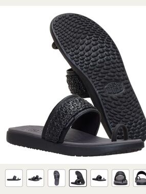Hey Dude Black Maui Breeze Toe Loop Slide on Sandal